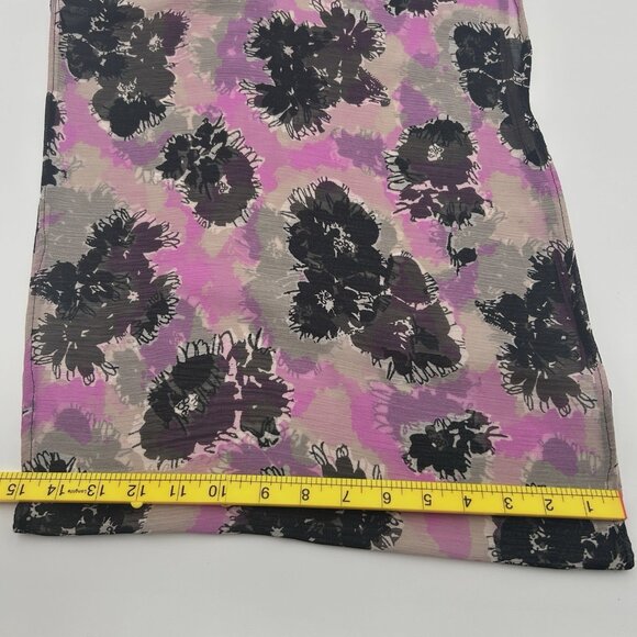 Purple Gray Black Floral Infinity Scarf Sheer Chiffon Style Handmade 58” Loop - Picture 6 of 8